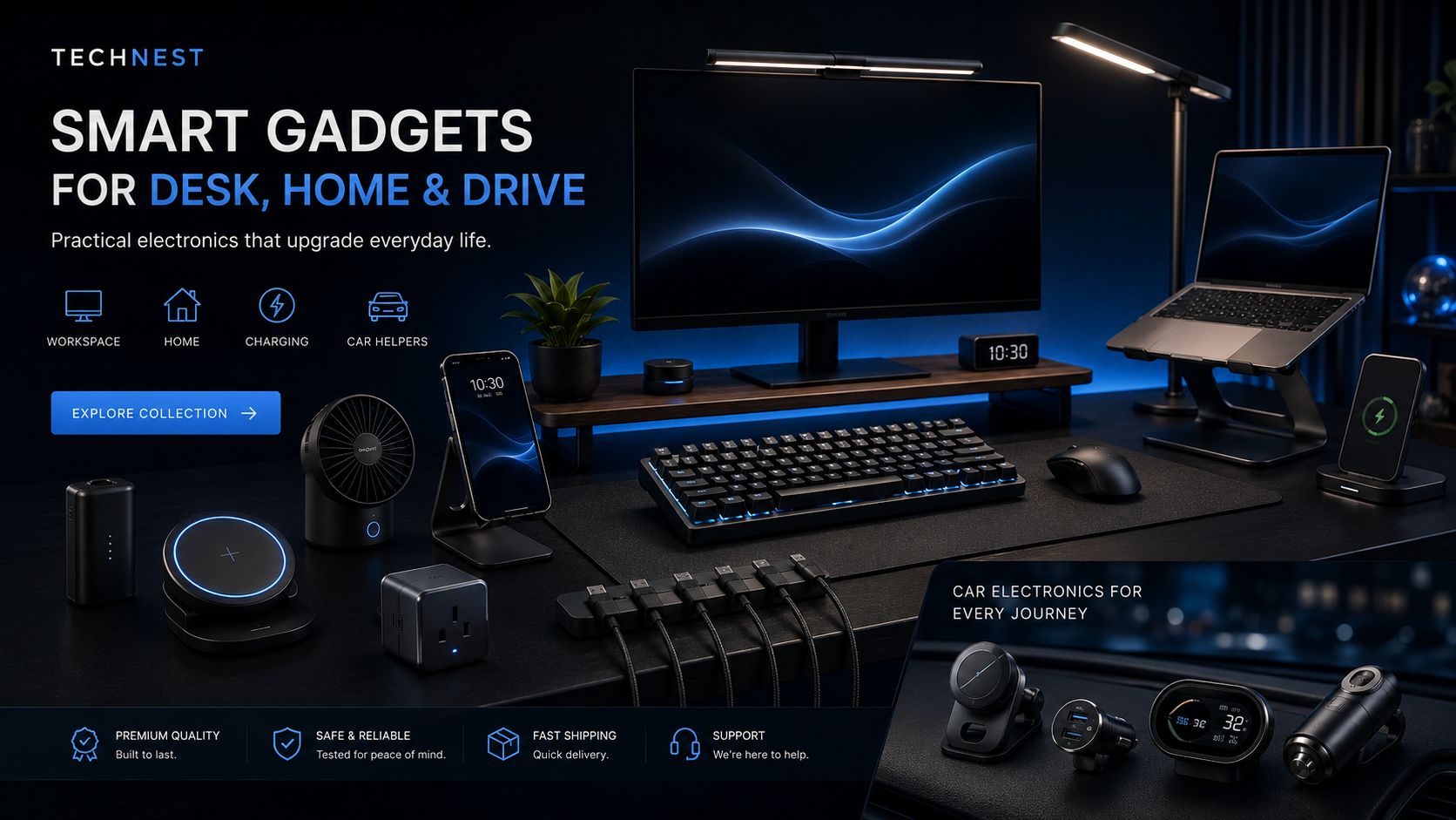 TechNest premium electronics hero image